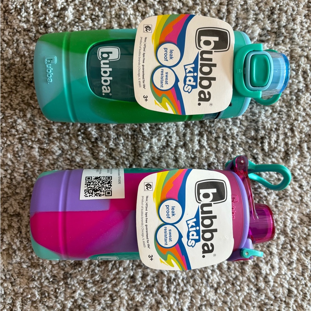 SET OF 2! Bubba Kids Water Bottles - Green and Pink-NWT